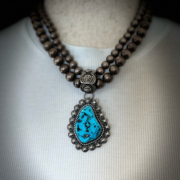 M Spencer Jewelry - M. Spencer Sterling Sleeping Beauty Turquoise Pendant native western rodeo